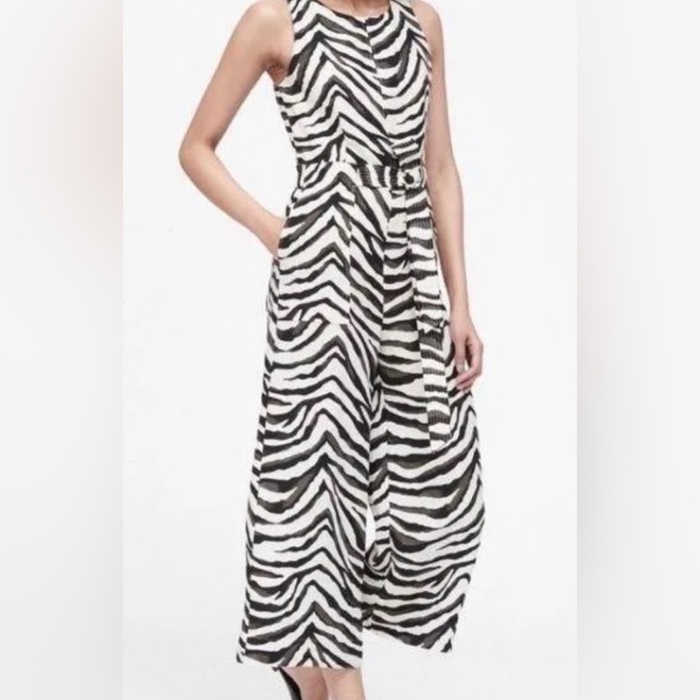 Banana Republic Zebra Print Petite Jumpsuit 00